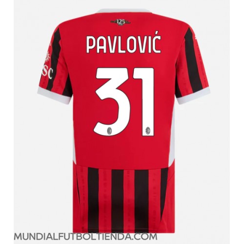 Camiseta AC Milan Strahinja Pavlovic #31 Primera Equipación Replica 2024-25 para mujer mangas cortas